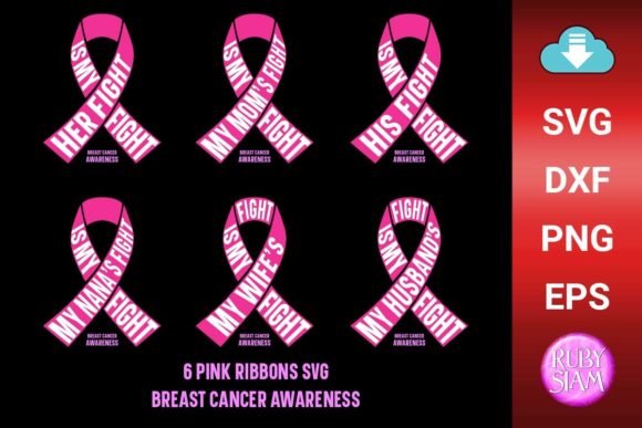 6 Pink Ribbons Cancer Awareness SVG Graphics Review