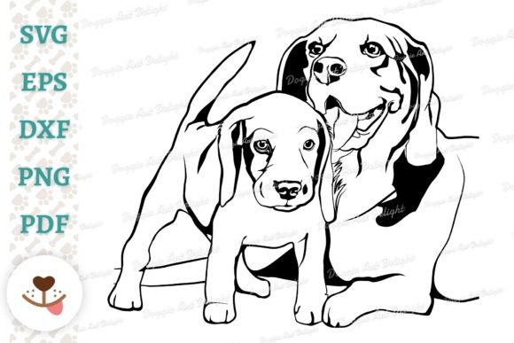 Beagle Dog Mom and Beagle Puppy Svg Png Graphics in Crafts
