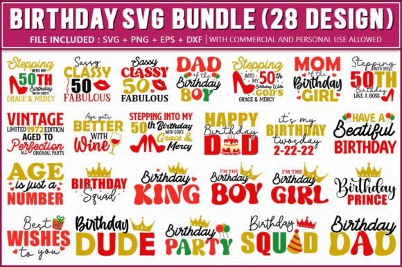 Birthday SVG Bundle, 28 Design Graphics and Crafts