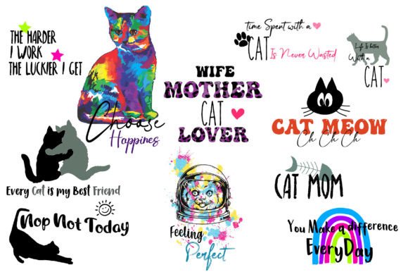 Cat Design Bundle 11 Item SVG: Graphics and Crafts for Modern Publishing