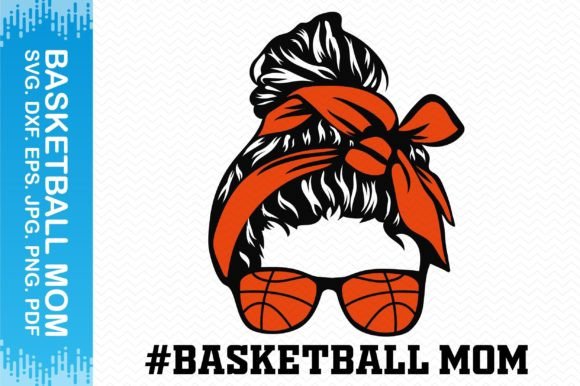 Messy Bun Basketball Mom Clipart Graphics for Crafts