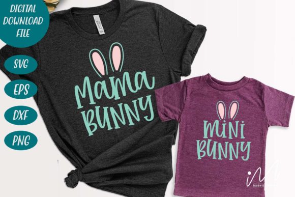 Mom and Child Bunny Svg Graphics for Crafts