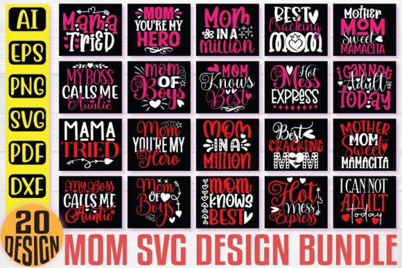 Mom T-Shirt and SVG Design Bundle for Graphics and Crafts